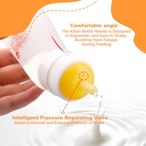 Pet Feeding Nipple with Syringe, Soft Silicone Nursing Pet Feeding Bottle, Ventilation Valve Resistant Tearing for Puppies, Kittens, Rabbit, Small Wildlife (L Nipple,Yellow) - color: Yellow-L Size