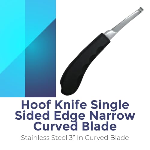 Regular Hoof Knife for Horses – Farrier Tool with Plastic Grip – Hoof Trimming Knife for Equine Care & Veterinary Use (Left Hand) - style: Narrow Curved Blade - RH