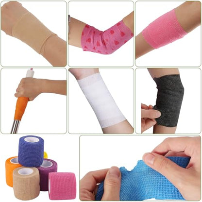 2 Inch 48 Pack Self Adhesive Cohesive Bandage Wrap | Elastic Self Stick Vet Wrap for Dogs Pets, Athletic Sports Wrap, Tattoo Grip Tape, Multipurpose Flexible Bandage for Wound Care & Grip Support - size: 2 Inch