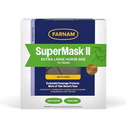 Farnam SuperMask II Horse Fly Mask Basic, Protects Eyes, Large Size - size: Large Horse