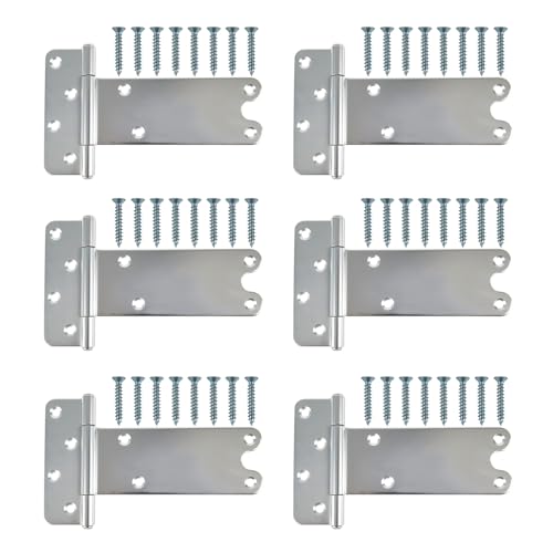 8 in T-Strap Shed Door Hinges,300 Lbs Capacity, 6 Pack Heavy Duty Tee Hinge - color: Silver, size: 8 in -6 pcs