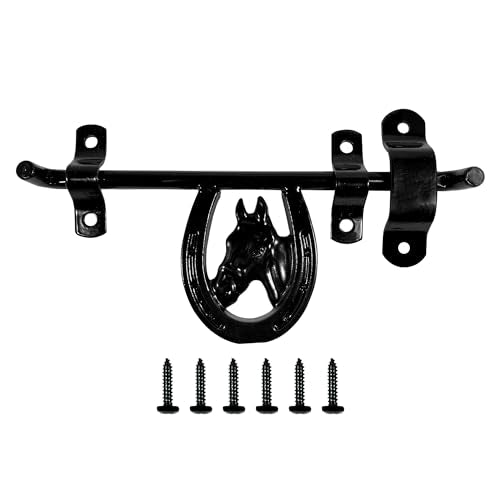 Dutch Ranch Heavy Duty Steel Barn Stall Door Latch, Black | Fits Left or Right Doors, Decorative Horse Stall Hardware, Made in USA