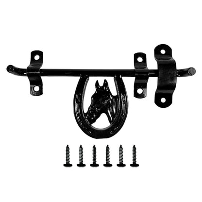 Dutch Ranch Heavy Duty Steel Barn Stall Door Latch, Black | Fits Left or Right Doors, Decorative Horse Stall Hardware, Made in USA