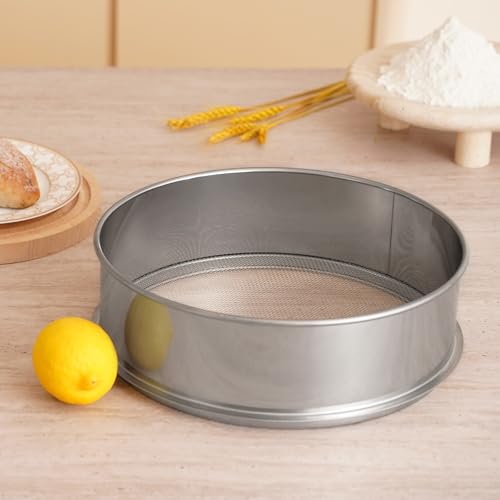 VEVOR Flour Sieve, 10 Mesh Sifter, 304 Stainless Steel Food-grade Fine Mesh Strainer, Dia. 12.6" for Baking, 5 Sizes Mesh Hole for Mungbean, Rice, Pearl Powder - style: 10 Mesh