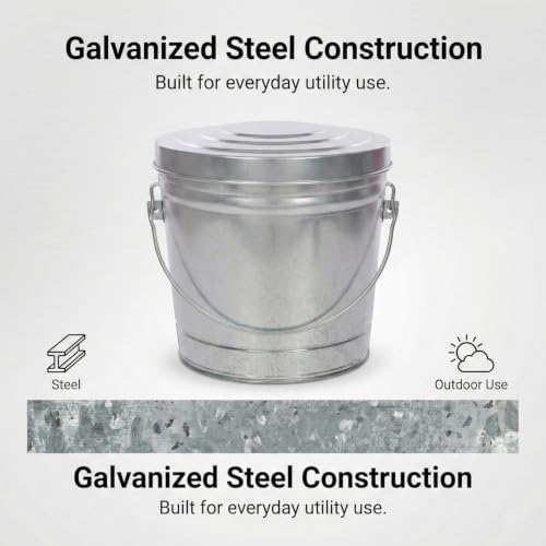6 Gal Galvanized Steel Locking Lid Trash Can, Rodent-Proof Pet Food Storage | Rodent-Proof Galvanized Steel Can: Secure pet food, bird seed, charcoal storage. Locking lid, rust & weather resistant