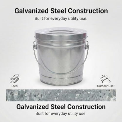 6 Gal Galvanized Steel Locking Lid Trash Can, Rodent-Proof Pet Food Storage | Rodent-Proof Galvanized Steel Can: Secure pet food, bird seed, charcoal storage. Locking lid, rust & weather resistant
