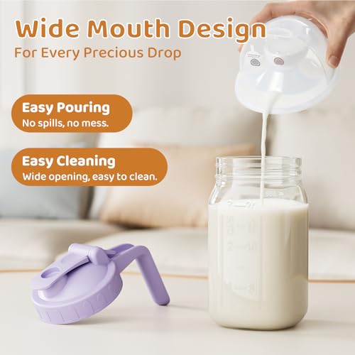 32 oz Breast Milk Pitcher, Glass Mason Jar Pitcher with Lid - color: Purple, size: 32 Ounces
