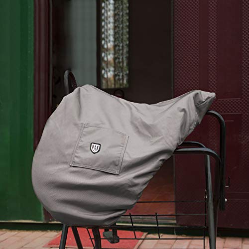 Harrison Howard Premium English Saddle Cover, Waterproof & Breathable Fleece-Lined Protective Saddle Cover - color: Charcoal Grey, size: GP/CC-One Size