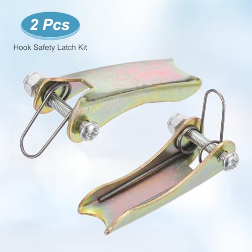 PATIKIL 1.7 Inch Hook Safety Latch Kit, 4 Pcs 1T Alloy Steel Towing Receiver Hitch Replacement for Clevis Hook Truck Trailer, Brass - size: 1.7 Inch x 1T