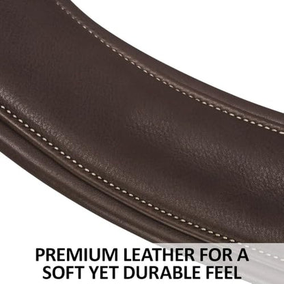 Schneiders Anatomical Leather English Jump Girth for Horses | Aniline Calfskin | Carabiner Clip | Dual Elastic Ends | Stainless Hardware - size: Horse Size 44