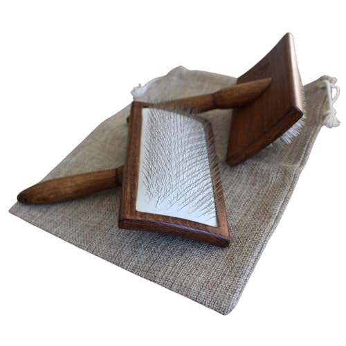 Hand Carder Brushes for Wool Blending, 2 Pcs, Needle Felting Brush, Spinning and Weaving, Craft Tool.
