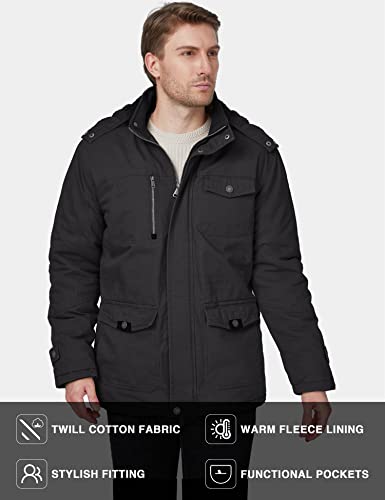WenVen Men's Winter Thicken Fleece Cotton Military Parka Jacket Warm Coat - color: Grey, size: Medium