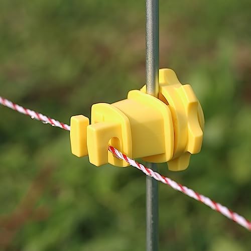 25-Pack Screw-Tight Electric Fence Round Post Insulator, Yellow - color: Yellow