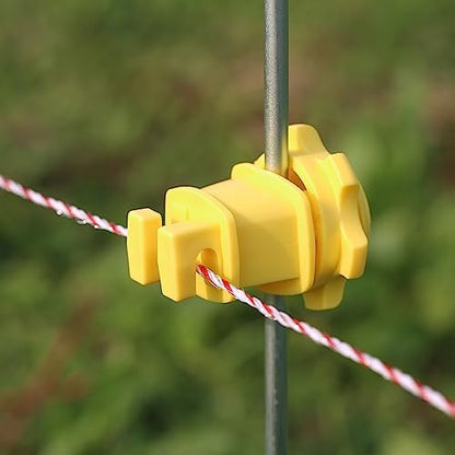 25-Pack Screw-Tight Electric Fence Round Post Insulator, Yellow - color: Yellow