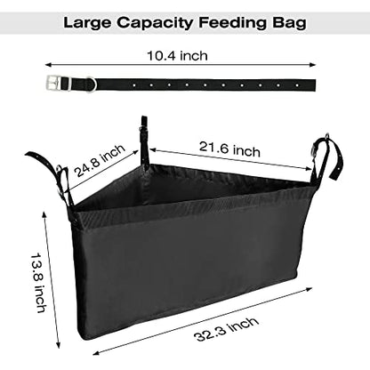 Corner Hay Feeder Bag with Mesh Bottom & Snaps for Horse Trailer