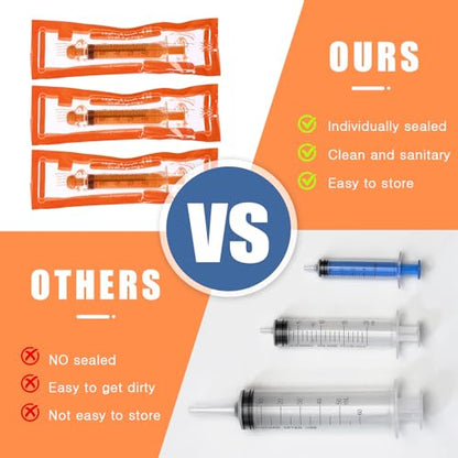 TrelaCo 20 Pack 10ml Oral Syringes with Cap Plastic No Needle, Orange | Measuring Dispensing for Liquid Medication, Individually Sealed, Pet Feeding Lab Sample, Clear Graduated Markings,Halloween - size: Orange