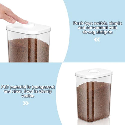 LEAWALK 5-8 Lbs/6Qt Airtight Dog Cat Food Storage Container and Pet Storage Bin BPA-Free, PET Clear Stackable Dog Treat Containers Measuring Scoop Suitable for Dogs Food, Cats Food and Other Dry-2Pack - color: White (5.6L-2Pack)