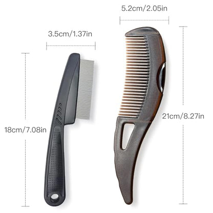 Dandruff Comb, Stainless Steel Fine Tooth Lice/Flea Comb, Psoriasis Comb, Scalp Oil Buildup Removal Wide Hollow Tooth Button Hairbrush for Scalp Massage Care for Man Women and Kids