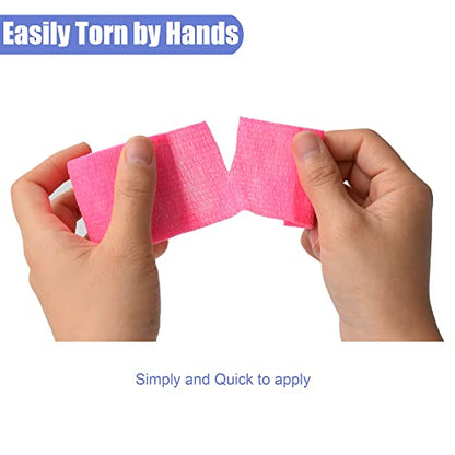 2 Inches Self Adhesive Bandage Wrap Cohesive Wrap, 9 Pack, Pink - color: Pink, size: 2 Inch