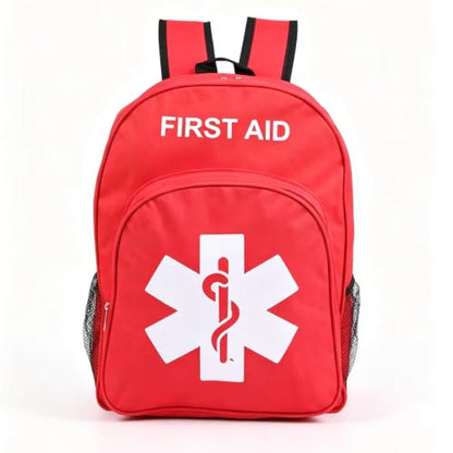 Red Emergency Bag First Aid Backpack Empty Medical Treatment First Responder Trauma Bags for Hiking Outdoors Travel Camping Pet Dog Cat Daycare (Red White) - color: Red White