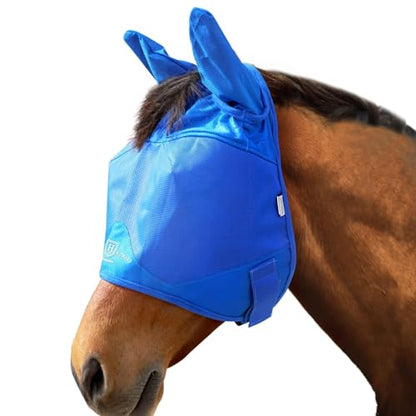 Harrison Howard UV-Proof Multi-Function Fabrics Thick Fleece Padding Horse Fly Mask Half Face with Ears Signature Blue Arabian Medium - color: Signature Blue, size: Medium (Arabian)