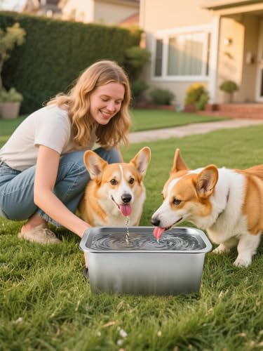 MEWTOGO 2 Gallons Large Capacity Food Grade Stainless Steel Dog Bowls - size: 2 Gal
