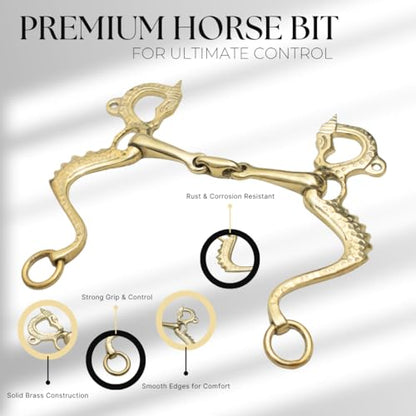Solid Brass Horse Bit Loose Ring Snaffle Training Bit | Equestrian Tack, English & Western Riding, Beginner to Advanced Riders