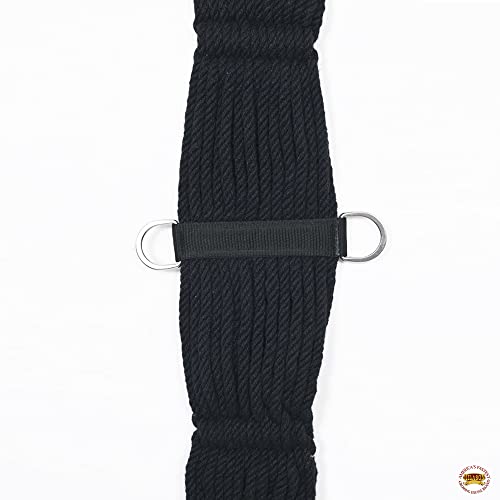 HILASON Horse Western 27 Strand Double Weave Black Roper Cinch | Girth Strap for Horses Back Saddle - size: 28 In