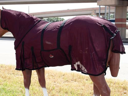 HILASON Horse Fly Sheet Breathable Mesh UV Protection Mosquito Bug Summer - color: Wine, size: 81 In