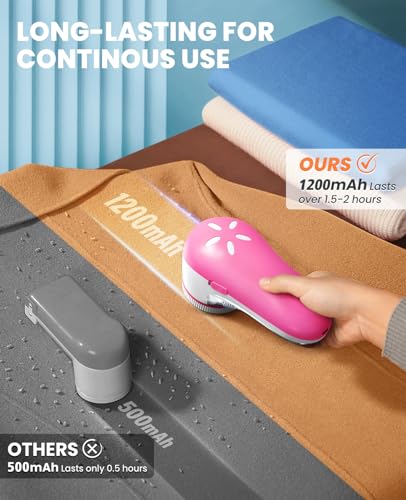 POPCHOSE Fabric Shaver, Lint Shaver with 6-Leaf Blade, Rechargeable - color: Pink