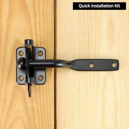 QWORK Self Locking Automatic Gravity Lever Fence Gate Latch – 2 Pack Heavy-Duty Steel – Quick Installation for Versatile Use on Wood/Metal Gates