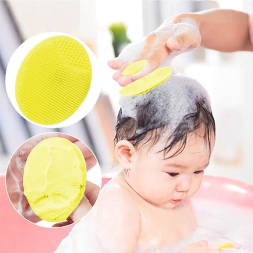 Baby Hair Brush with Wooden Handle and Comb Set for Newborns & Toddlers | Natural Soft Goat Bristles l Wood comb l Yellow Silicone Brush| Ideal for Cradle Cap (3PCS) - color: 3PCS(Yellow Cradle Cap Brush+Hair Brush+Wood Comb)