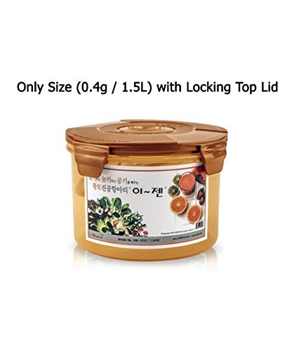 E-Jen Premium Kimchi, Sauerkraut Container Probiotic Fermentation with Inner Vacuum Lid Round (0.4 gal/ 1.5L) - size: 1.5 l