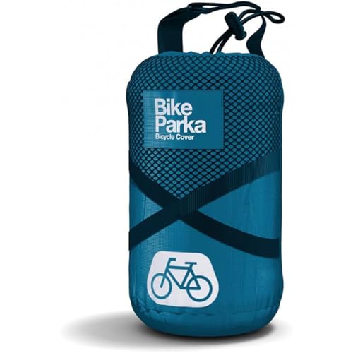 BikeParka Urban Bike Cover - Waterproof & Durable with Lock-Through Panels, RipStop fabric, Adjustable for Any Bike, Attachable Stuff Sac - Ideal for Bikes in Daily Use (Ciel Blue) - color: Ciel Blue