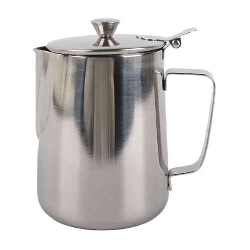 Milk Frother Cup, Stainless Steel Milk Frothing Pitcher, Milk Frothing Jug with Lid and Handle, Frothing Cup Pitcher, Coffee Frothing Mug for Office Home Kitchen (1000ML) - size: 33.8 Ounces