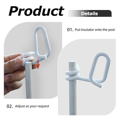 45.3 in Electric Fence Posts, Fiberglass Fence Posts with Adjustable 4 Pigtail insulators Hold Poly Wire Rope and 40mm Tape, for Temporary Electric Fencing, Farm Livestock, Garden-50pcs