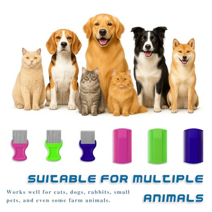 6-Piece Flea & Lice Comb Set for Pets, Double-Sided Grooming Combs for Cats, Dogs & Small Animals
