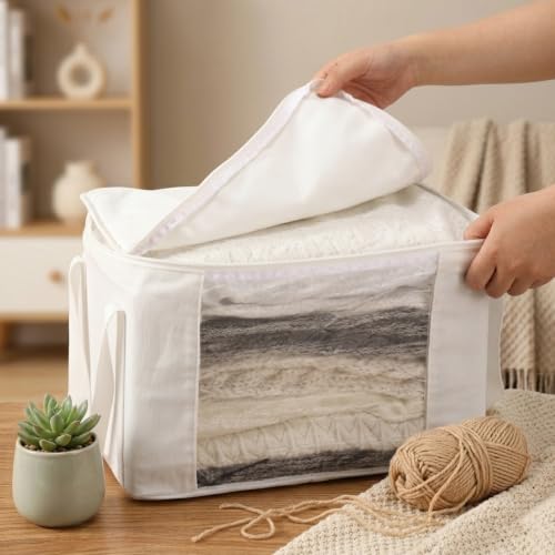 1 Pack Cotton Sweater Storage Bag Cashmere Storage Bag with Handle