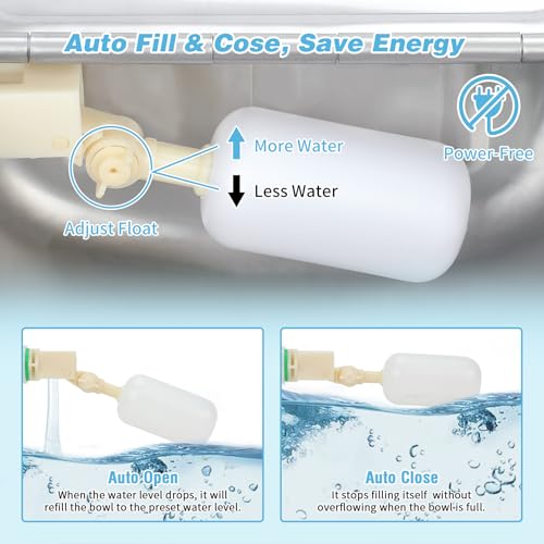 FHTONGE 304 Stainless Steel Automatic Dog Water Bowl Dispenser with Outfall