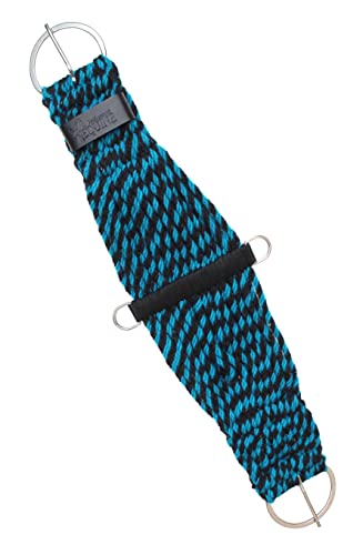 CHALLENGER Horse Western Two-Tone 27 Strand 7" Wide Roper Cinch Girth 97106 - color: Turquoise Black, size: 30" L x 7" W