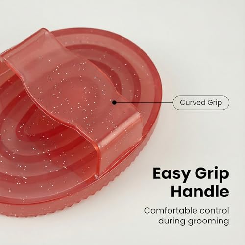 horse brush Rubber Curry Brush Red Grooming Tool With Flexible Nubs Easy Grip Handle For Coat Cleaning Mane Tail Care Barn Tack Kit Daily Use - color: Red