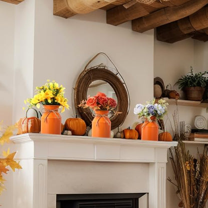 Domensi 6 Pcs Farmhouse Metal Flower Vase, Orange - color: Orange