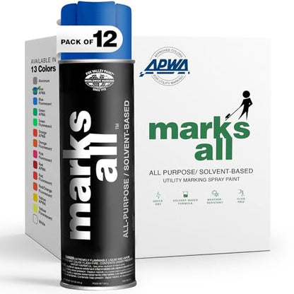 Fox Valley 17oz Marks All Solvent-Based Marking Paint 12-Pack, Blue - color: Blue APWA