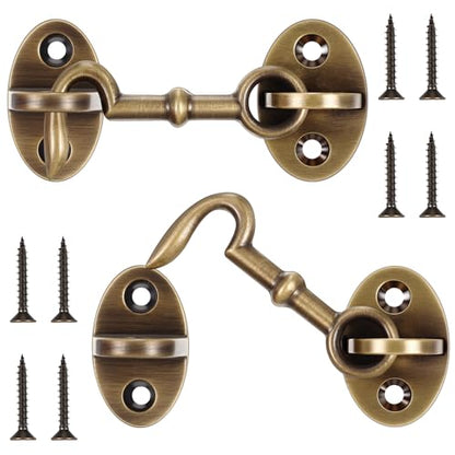 2 Pieces 2.75 Inch Brass Hook and Eye Latch Gate Door Latch, Bronze - color: Bronze, size: 2.75 Inch