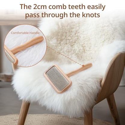 Black Sheepskin Wool Brush - Carpet Rake Tool - color: Black