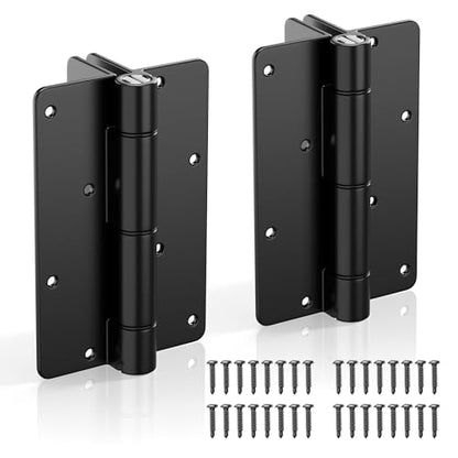 5-3/4" Adjustable Self Closing Aluminum Gate Hinges, Heavy Duty Gate Hinges for Metal Gates, Legged Door Hinges Fence Gate Hinge for Pool Gate, Aluminum Gate, 2pcs, Black