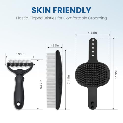 Double‑Sided Undercoat Rake, Deshedding Dematting Tools for Dogs and Cats - color: Black