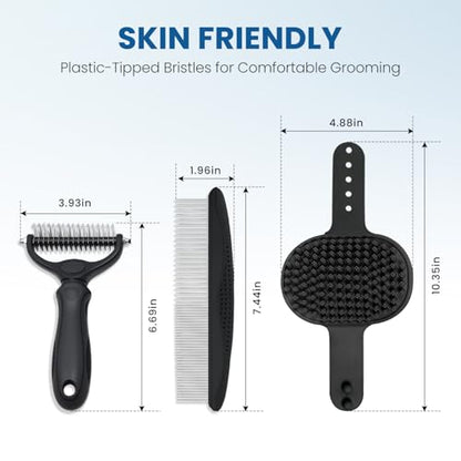 Double‑Sided Undercoat Rake, Deshedding Dematting Tools for Dogs and Cats - color: Black