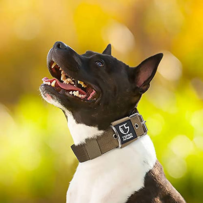 TSPRO Heavy Duty Thick Dog Collar with Metal Buckle for Small Dogs - color: Basic Khaki, size: S – Fits Neck 12.6"-15.8"