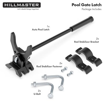 Auto Pool Gate Latch,Chain Link Child Safety Pool Latch for Chain Link 1-3/8" Gate Frames and 2-3/8" Gate Posts,Push Style Pool Latch for Outdoor Fence Self-Latching Pool Latch with Spring Closer - size: 1-3/8"x2-3/8"